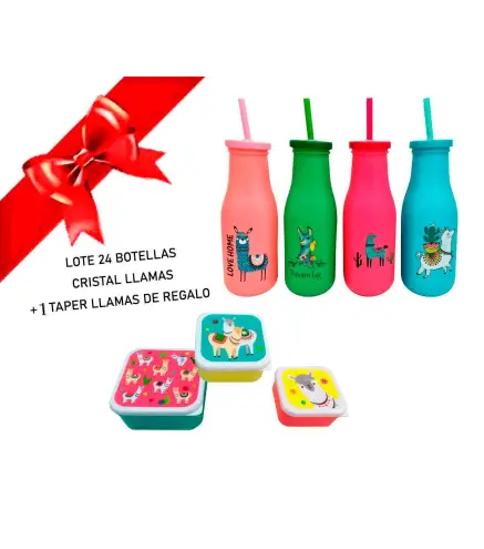 LOTE 24 PCS BOTELLA CRISTAL LLAMAS+2735