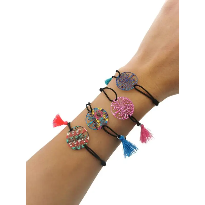 LOTE 500 PULSERAS ÁRBOL DE LA VIDA CON POMPÓN