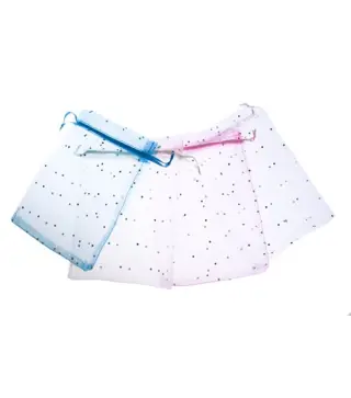 BOLSA DE ORGANZA LUNARES PLATEADOS 10 X 15 NEGRO