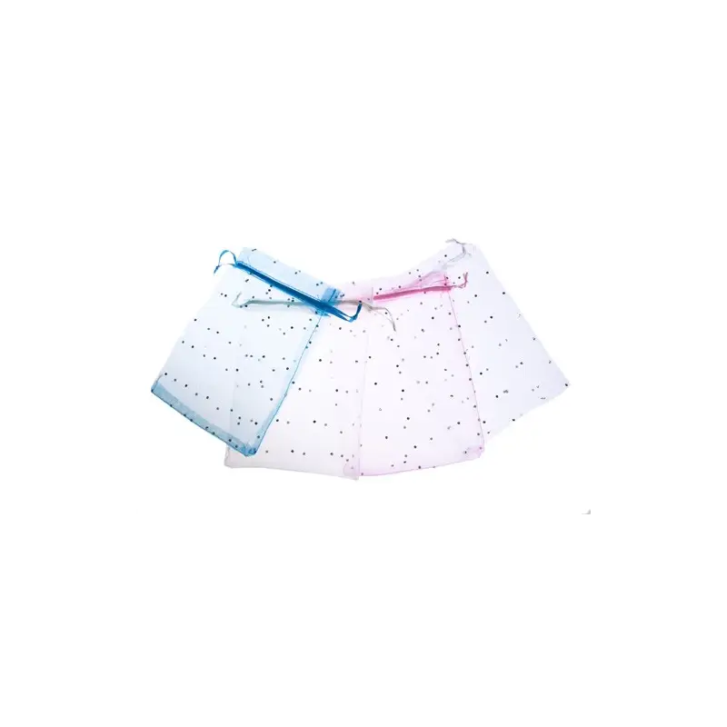 BOLSA DE ORGANZA LUNARES PLATEADOS 10 X 15 NEGRO