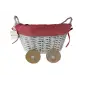 CESTA DE MIMBRE EN FORMA DE CARRITO ROSA