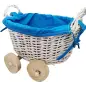 CESTA DE MIMBRE EN FORMA DE CARRITO AZUL
