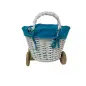 CESTA DE MIMBRE EN FORMA DE CARRITO AZUL
