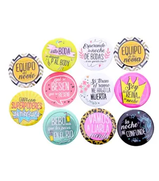 LOTE 11 CHAPAS FRASES WEDDING