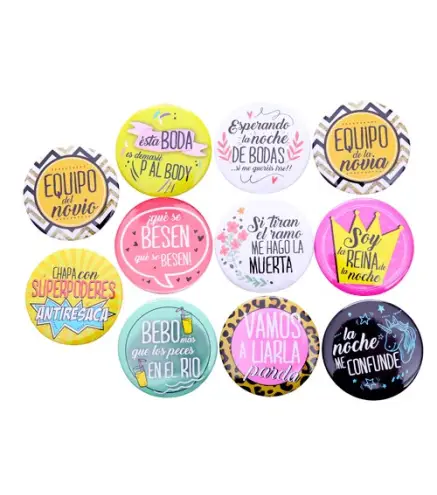 LOTE 11 CHAPAS FRASES WEDDING
