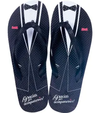 CHANCLAS NOVIO "GRACIAS POR ACOMPAÑARNOS"-Talla 44