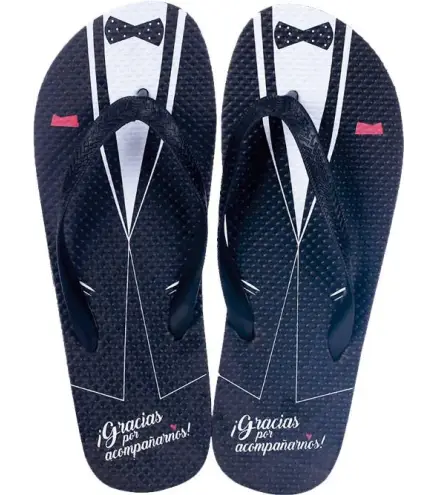 CHANCLAS NOVIO "GRACIAS POR ACOMPAÑARNOS"-Talla 44