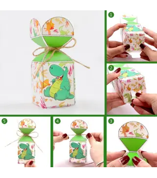 LOTE DE 12 BOLSAS CARTÓN FIESTA DINOSAURIOS