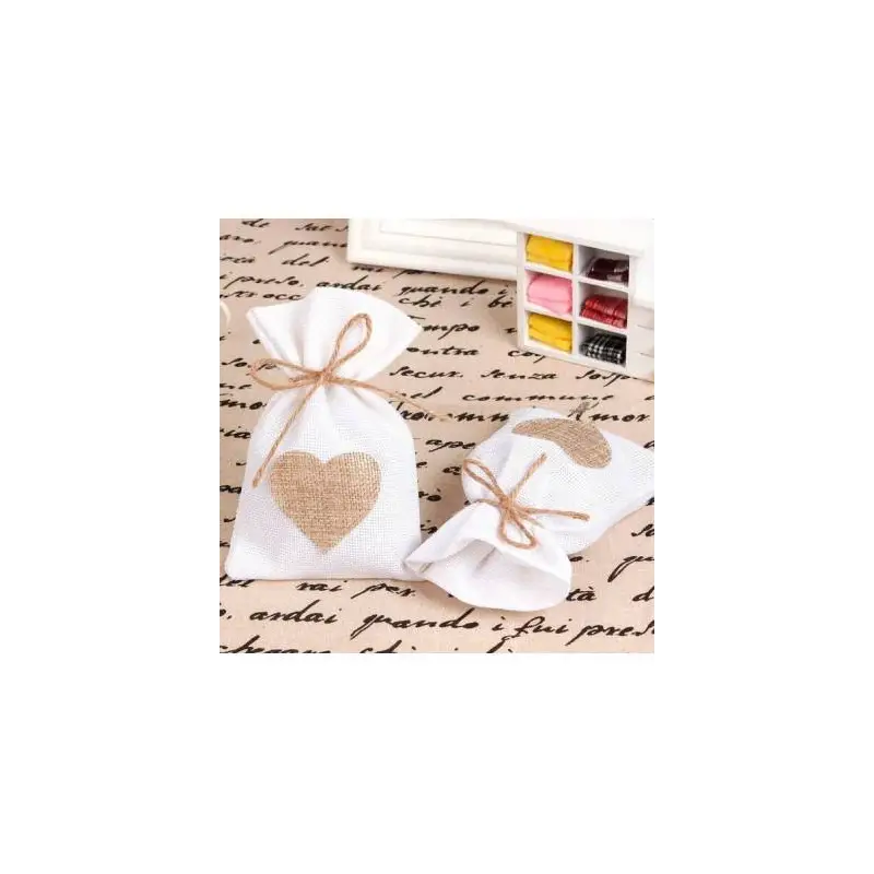 BOLSA TELA YUTE CORAZON Y LAZO
