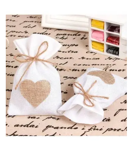 BOLSA TELA YUTE CORAZON Y LAZO