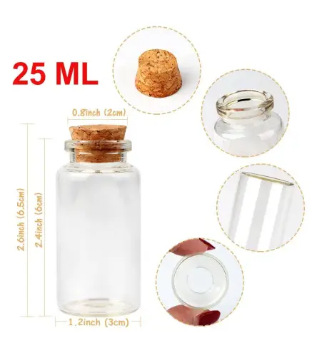 LOTE DE 96 PROBETAS DE CRISTAL CON TAPÓN DE CORCHO