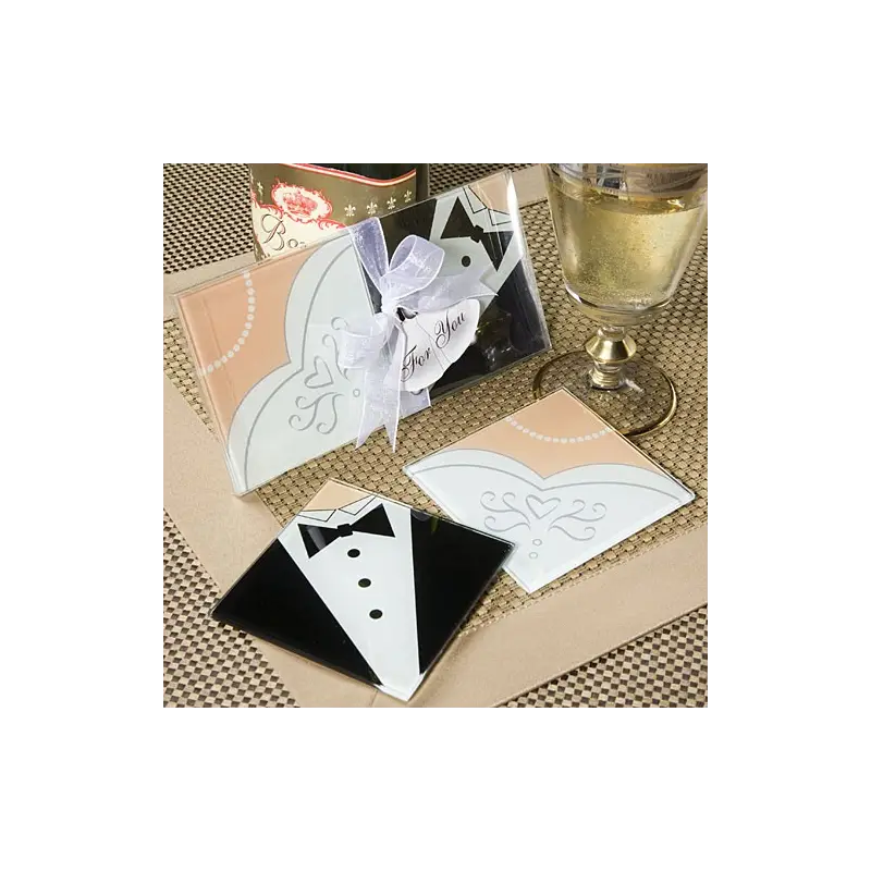 SET 2 POSAVASOS CRISTAL NOVIOS