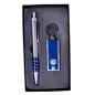 SET BOLIGRAFO + LLAVERO LINTERNA LED ESTUCHE AZUL