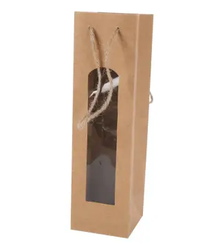 BOLSA PARA BOTELLA DE VINO KRAFT CON VENTANA