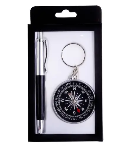 BOLÍGRAFO + BRÚJULA EN CAJA PVC