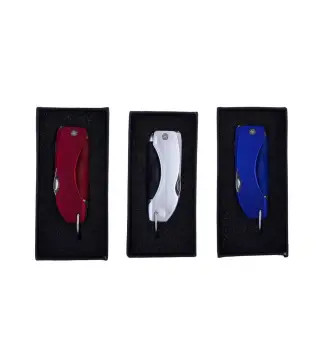 LLAVERO LINTERNA LED + BOLIGRAFO + NAVAJA EN CAJA