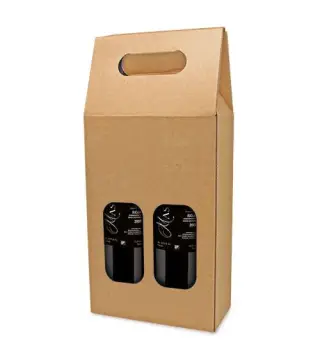 CAJA DE REGALO CARTÓN VENTANA 2 BOTELLAS