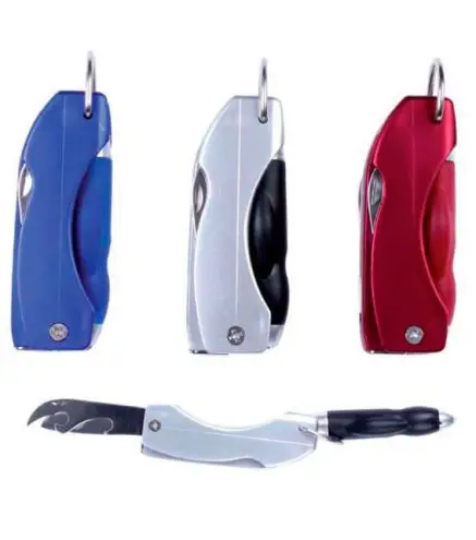 LLAVERO LINTERNA LED + BOLIGRAFO + NAVAJA EN CAJA (sin Pilas)