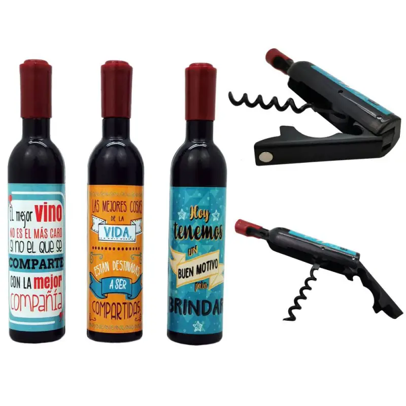 CAJA DE 192 SACACORCHOS ABRIDOR MAGNÉTICO FRASES