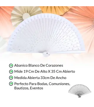 ABANICO BLANCO DE CORAZONES