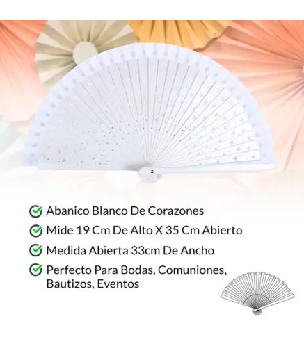 ABANICO BLANCO DE CORAZONES