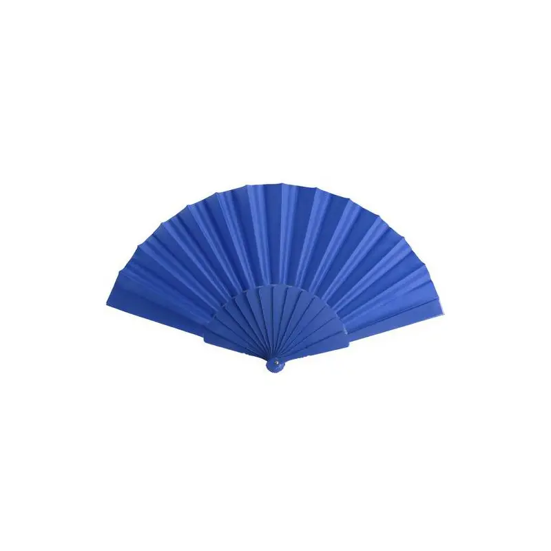 ABANICO DE TELA Y PVC PRESENTADO EN CAJA AZUL