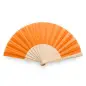 ABANICO DE TELA Y MADERA EN CAJA NARANJA
