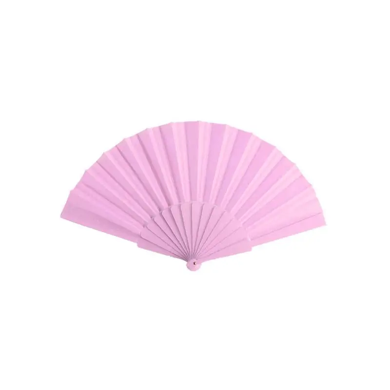 ABANICO DE TELA Y PVC PRESENTADO EN CAJA ROSA