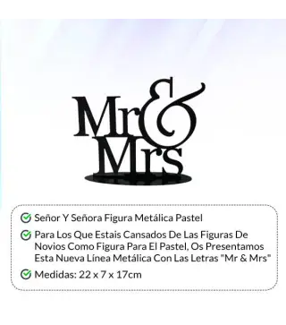 FIGURA PASTEL METÁLICA MR&MRS