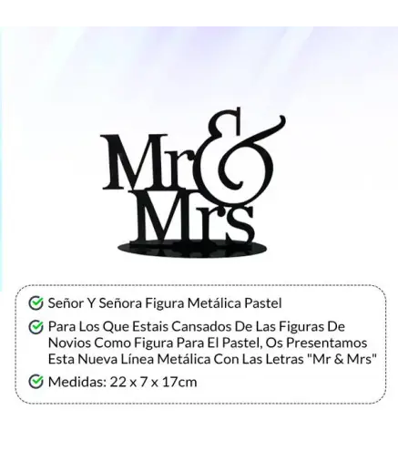 FIGURA PASTEL METÁLICA MR&MRS