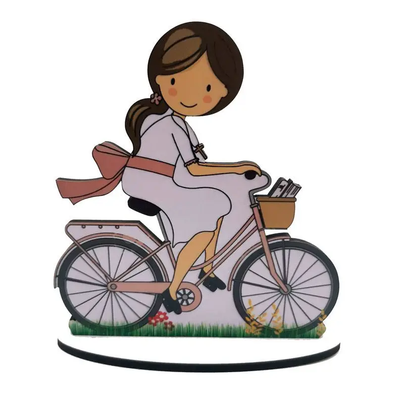 FIGURA PASTEL COMUNIÓN BICICLETA NIÑA
