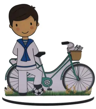 FIGURA PASTEL COMUNIÓN BICICLETA NIÑO