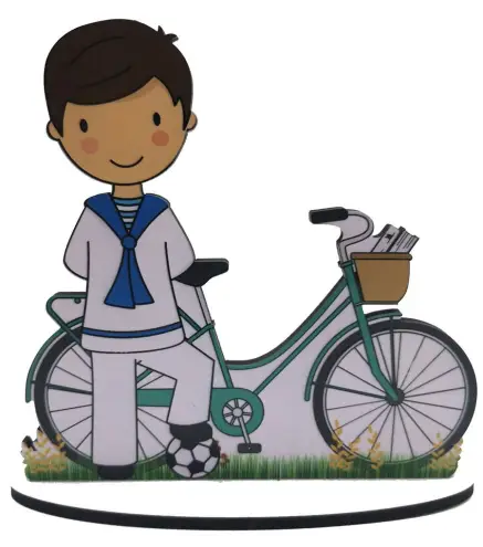 FIGURA PASTEL COMUNIÓN BICICLETA NIÑO