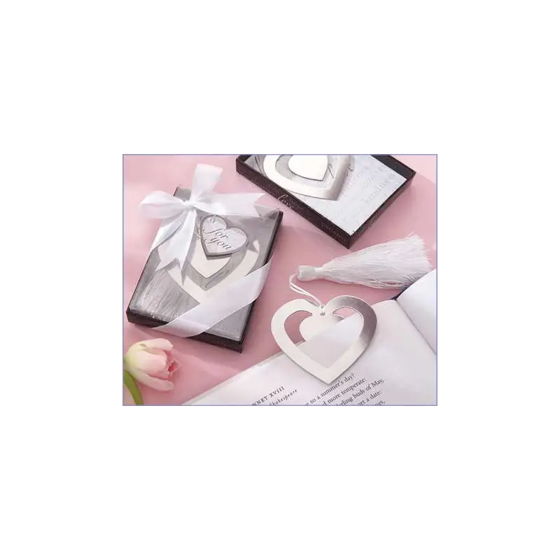 ELEGANTE PUNTO DE LIBRO CORAZON EN CAJITA CON LAZO