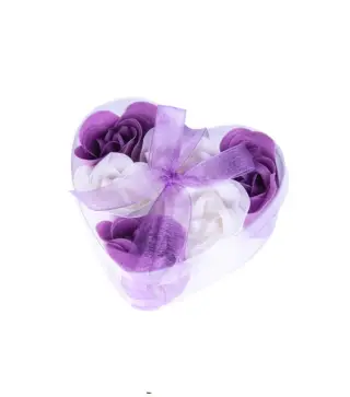 6 FLORES DE JABON PRESENTADAS EN ESTUCHE CORAZON