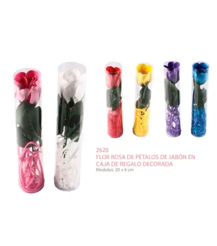 FLOR ROSA DE PÉTALOS DE ROSA EN CAJA DE REGALO