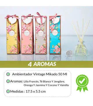 AMBIENTADOR VINTAGE MIKADO 50ML CON MOTIVO CORAZÓN
