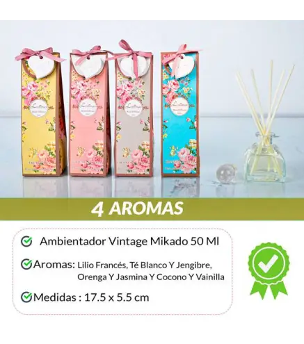 AMBIENTADOR VINTAGE MIKADO 50ML CON MOTIVO CORAZÓN