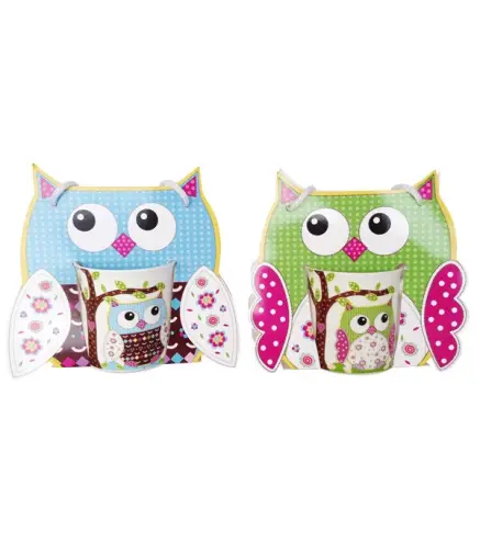 SET 12 TAZAS BUHOS PRESENTADA EN ORIGINAL