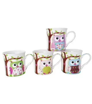 SET 12 TAZAS BUHOS PRESENTADA EN ORIGINAL