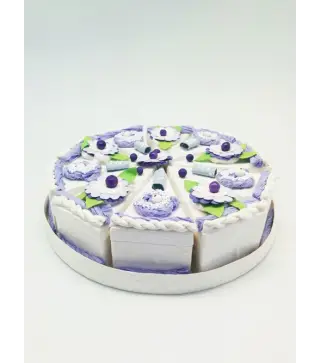 SET 10 CAJAS PORCIÓN PASTELITO + DISPLAY LILA