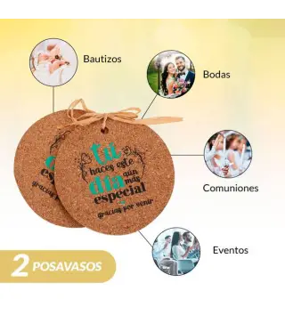 SET 2 POSAVASOS CORCHO FRASES