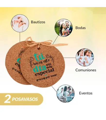 SET 2 POSAVASOS CORCHO FRASES