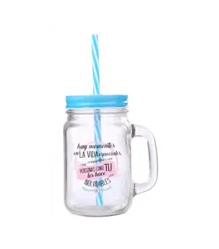 JARRA CRISTAL CON CAÑA "MOMENTOS ESPECIALES"