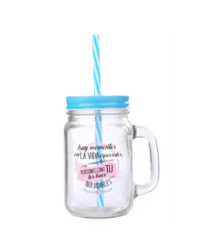 JARRA CRISTAL CON CAÑA "MOMENTOS ESPECIALES"