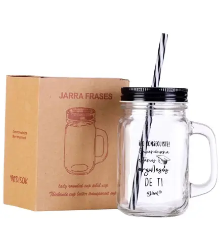 JARRA CRISTAL CON TAPA Y CAÑA "GRADUACIÓN"