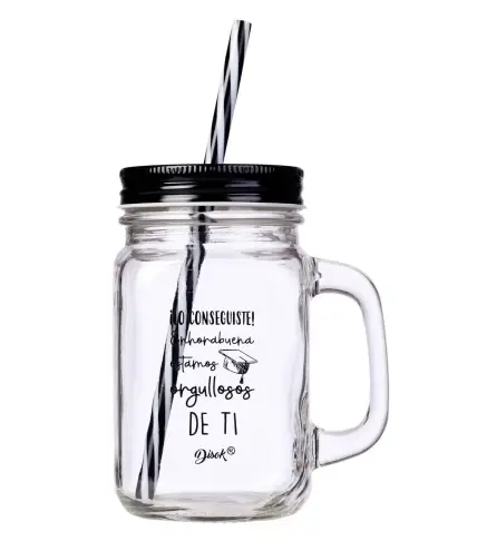 JARRA CRISTAL CON TAPA Y CAÑA "GRADUACIÓN"