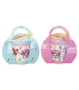 SET 12 TAZAS FLORES PRESENTADA EN ORIGINAL