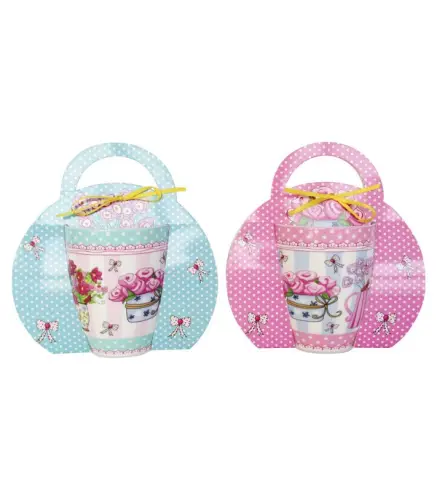 SET 12 TAZAS FLORES PRESENTADA EN ORIGINAL