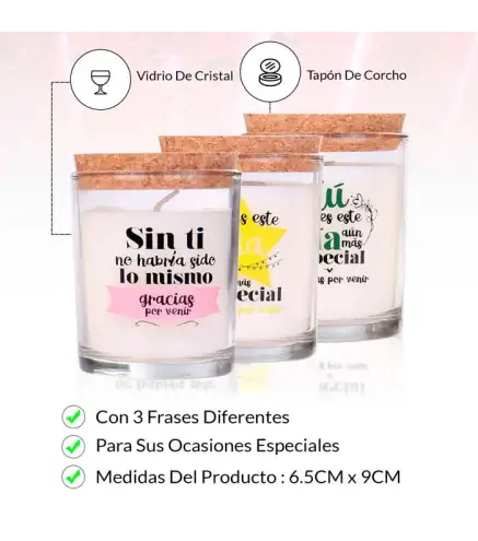 CAJA DE 120 VELAS GRACIAS POR VENIR CRISTAL